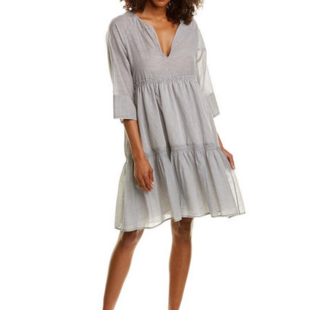 James Perse Collage Shirting Shift Dress M (2)